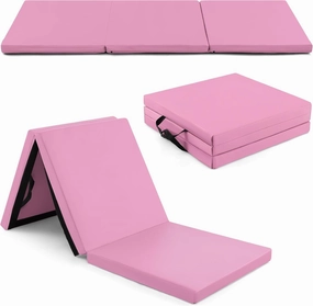 Goplus Folding Gymnastics Mat, 6’ x 2’ x 2’’ Thick Tri-Fold Exercise Tumbling Mat w/Carrying Handles, Hook & Loop Fastener, Gym mats for Home Fitness Yoga Aerobics Workouts Martial Arts