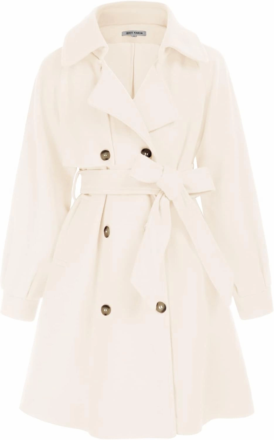 GRACE KARIN Girls Dress Coat Lapel Wool Blend Long Winter Jackets with Pockets Belt 6-14Y
