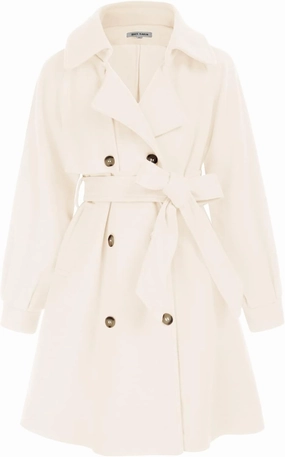 GRACE KARIN Girls Dress Coat Lapel Wool Blend Long Winter Jackets with Pockets Belt 6-14Y