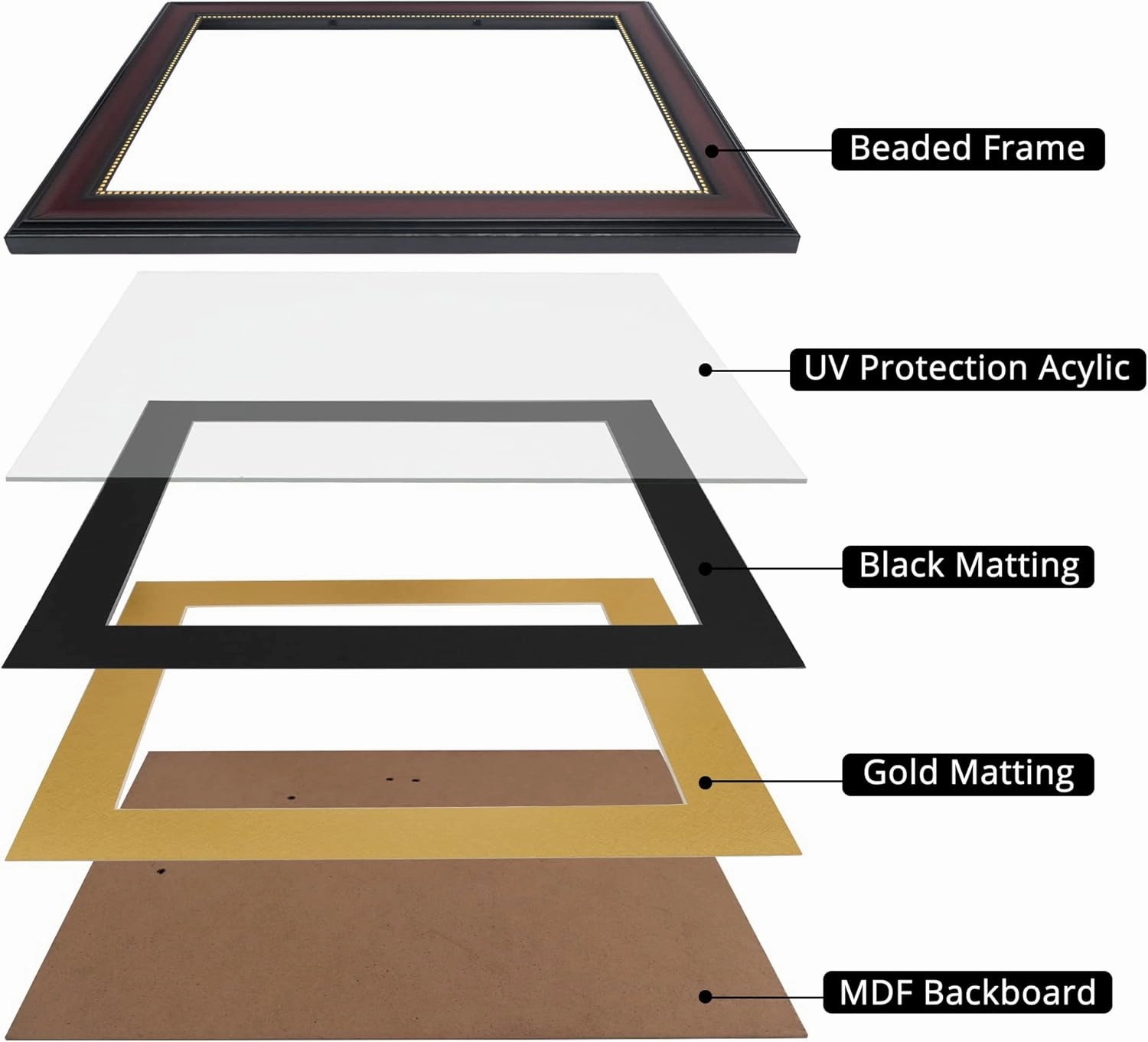 GraduationMall 8.5x11 Diploma Frame with Black over Gold Mat or Display 11x14 Document without Mat, UV Protection Acrylic, Mahogany with Gold Beads