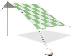 Green and White American Plaid Designed UPF50  Protection Beach Cabana Easy Setup Outdoor Sun Shade with Sand Shovel for Family Trips, Picnics & Camping reposeras para Playa
