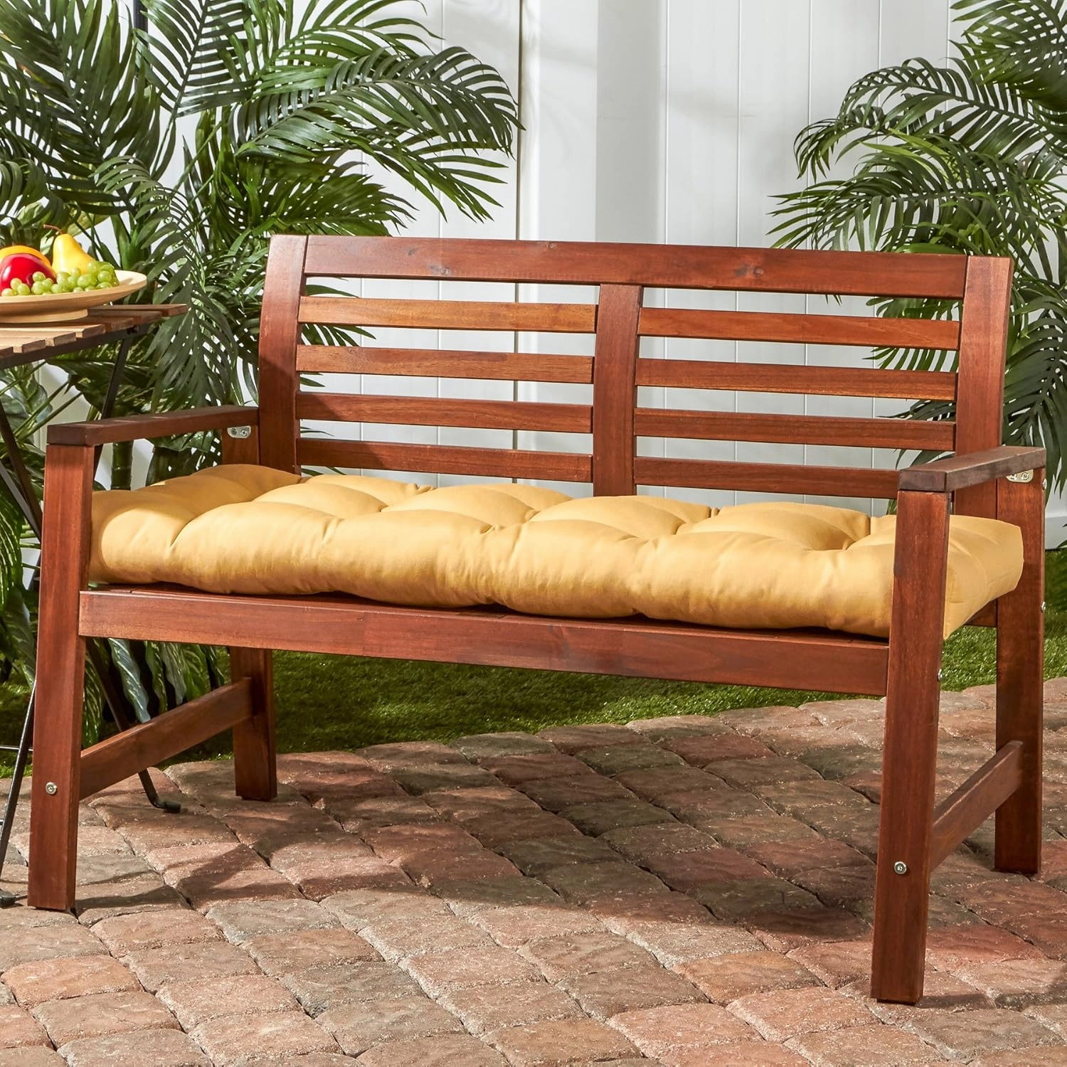 Greendale Home Fashions Outdoor 44 x 17-inch Sunbrella Swing/Bench Cushion, Canvas Wheat