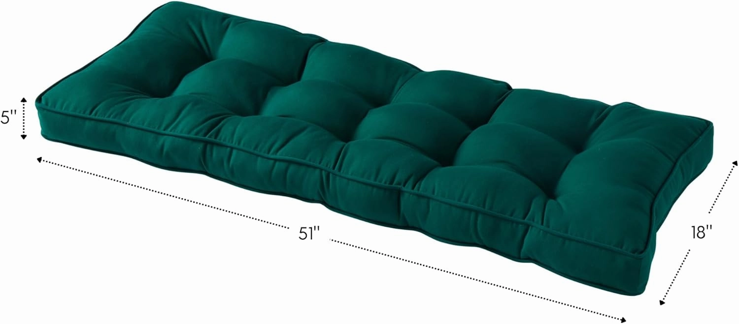 Greendale Home Fashions Outdoor 51 x 18-inch Sunbrella Bench Cushion, Canvas Forest