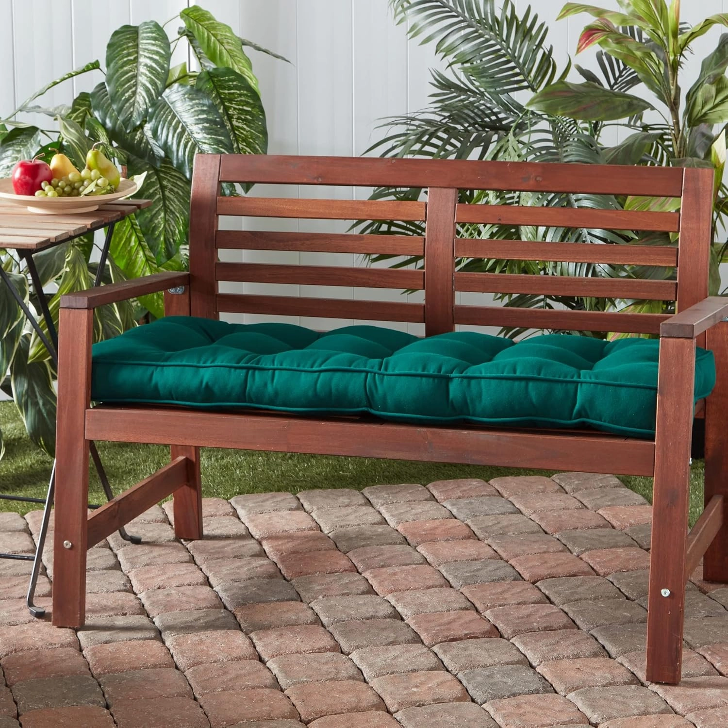 Greendale Home Fashions Outdoor 51 x 18-inch Sunbrella Bench Cushion, Canvas Forest
