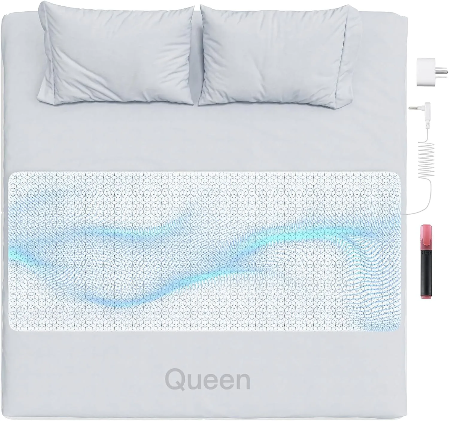 Grounding Mat for Bed, Grounding Pad for Sleeping, Reduce Anxiety and Inflammation, Pain Relief, Improve Energy - Pure Silver Fiber, Grounding Cord, Test Pen & Safety Adapter (Queen)