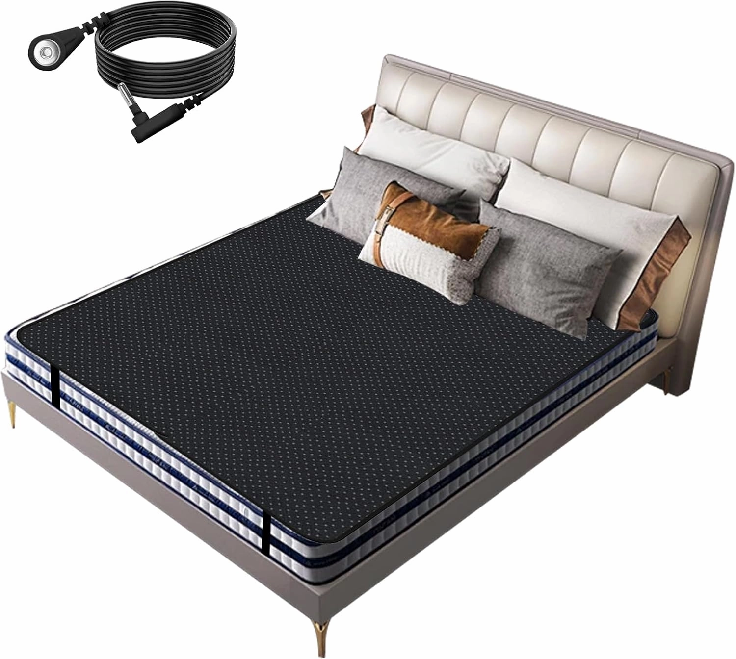 Grounding Mat for Bed, Breathable Grounding Pad Earth Mat for Bettet Sleep, Energy, Pain Relief, Inflammation, Feet and Back Pain (54" x 78")