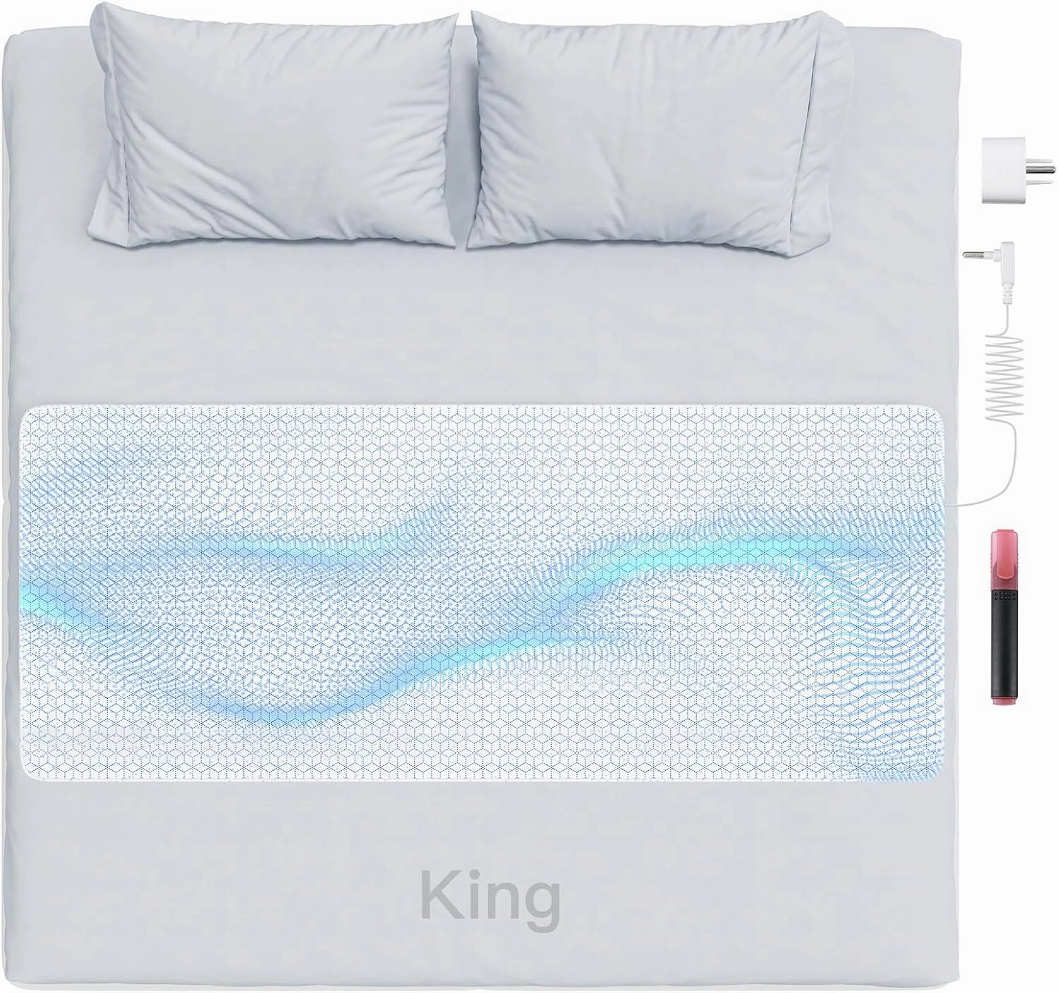 Grounding Mat for Bed, Grounding Pad for Sleeping, Reduce Anxiety and Inflammation, Pain Relief, Improve Energy - Pure Silver Fiber, Grounding Cord, Test Pen & Safety Adapter (King)