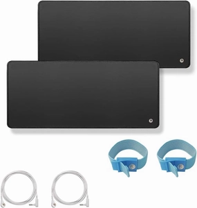 Grounding mat kit (2 Packs) -2 grounding Pads (11.8 x 23.6 "), 2 Straight Ropes (15 feet), and 2 grounding Wrists - Improves Sleep Quality and relieves Pain