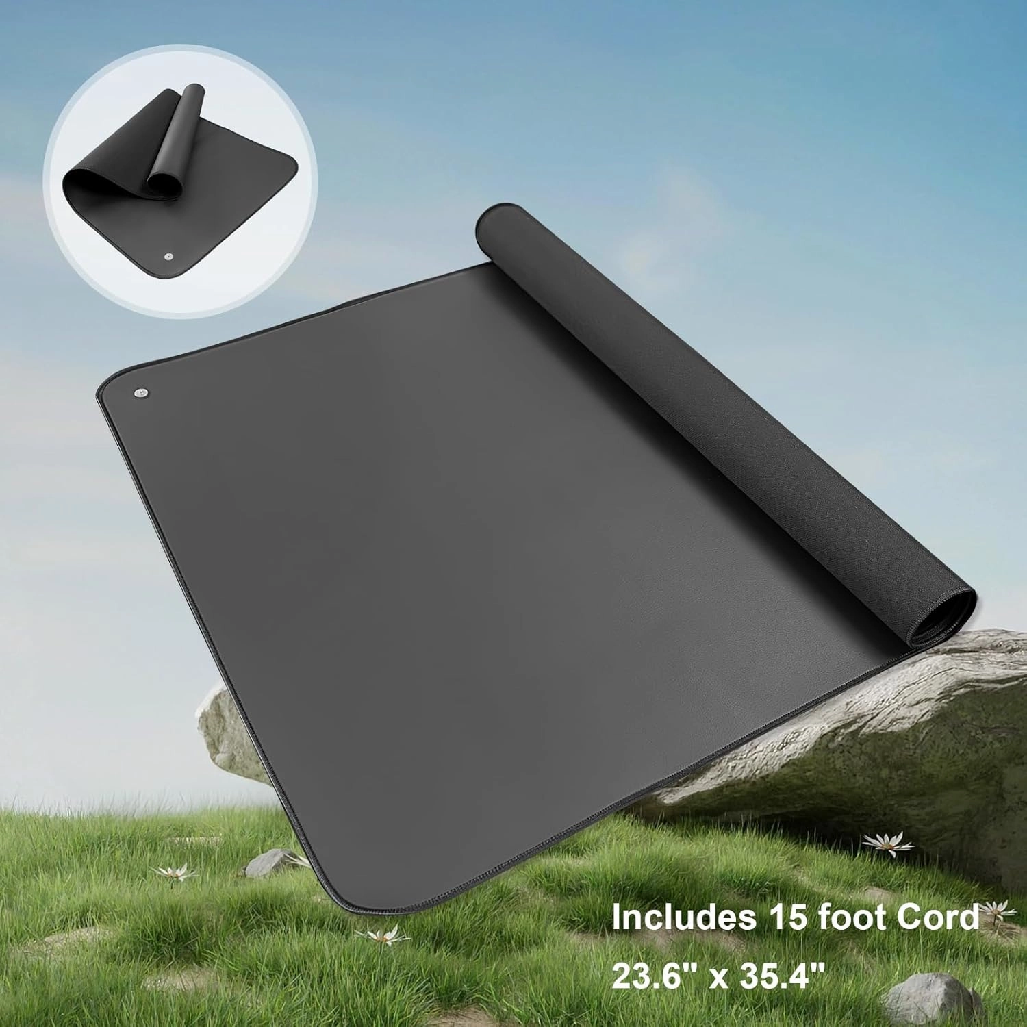 Grounding Mat Kit 35.4 x 23.6 Inches, Grounding Mat for Sleep, Energy, Pain Relief, Inflammation, Balance, Wellness.