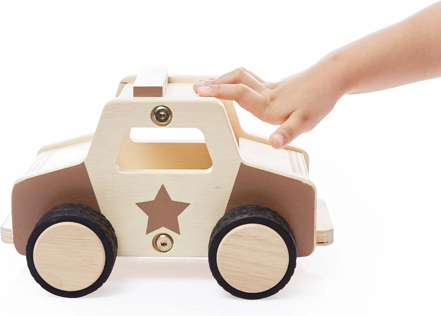 Guidecraft Wooden Police Car: Vehicle Play Set, Kids Learning and Educational Dramatic Play Toy