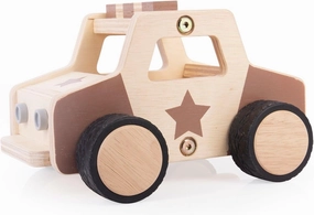 Guidecraft Wooden Police Car: Vehicle Play Set, Kids Learning and Educational Dramatic Play Toy
