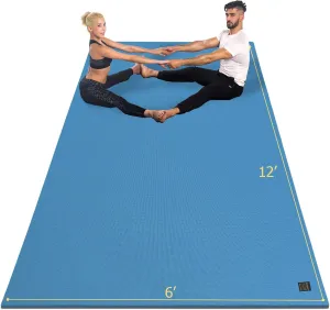 GXMMAT Large Yoga Mat 12'x6'/10'x6'/6'x8'(7mm), Extra Thick Workout Mats for Home Gym Flooring, Ultra Comfortable Non-Slip Quick Resilient Barefoot Wide Exercise Mat for Pilates, Stretching,Meditation