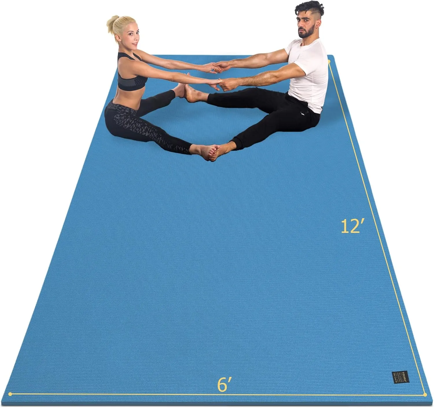 GXMMAT Large Yoga Mat 12'x6'/10'x6'/6'x8'(7mm), Extra Thick Workout Mats for Home Gym Flooring, Ultra Comfortable Non-Slip Quick Resilient Barefoot Wide Exercise Mat for Pilates, Stretching,Meditation