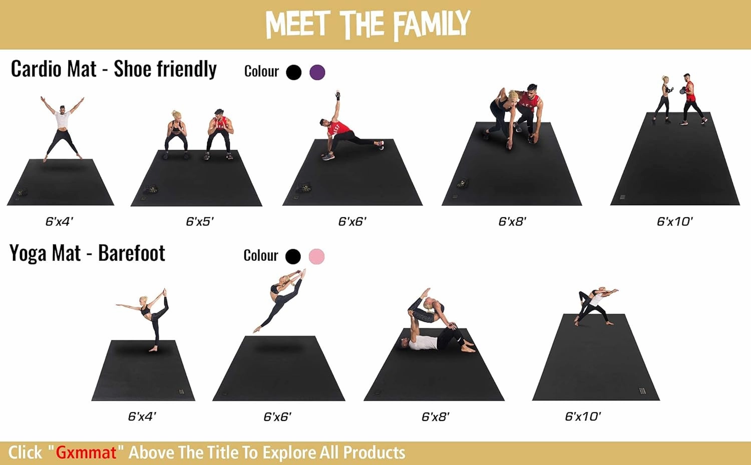 GXMMAT Extra Large Exercise Mat 16'x6'/12'x6'/10'x6'/8'x6'(7mm), Extra Wide Workout Mats for Home Gym Flooring, Non-Slip Thick Durable Cardio Mat for MMA,Plyo,Jump Rope,Weights,Fitness,Shoe-Friendly