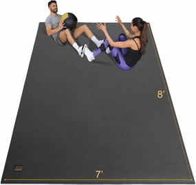 Gxmmat Extra Wide Large Exercise Mat 12'x7'/10'x7/8'x7(7mm), Thick Workout Mats for Home Gym Flooring, High-Density Durable Cardio Mat, Shoe Friendly, Perfect for Plyo, MMA, Jump Rope, Weight, Fitness