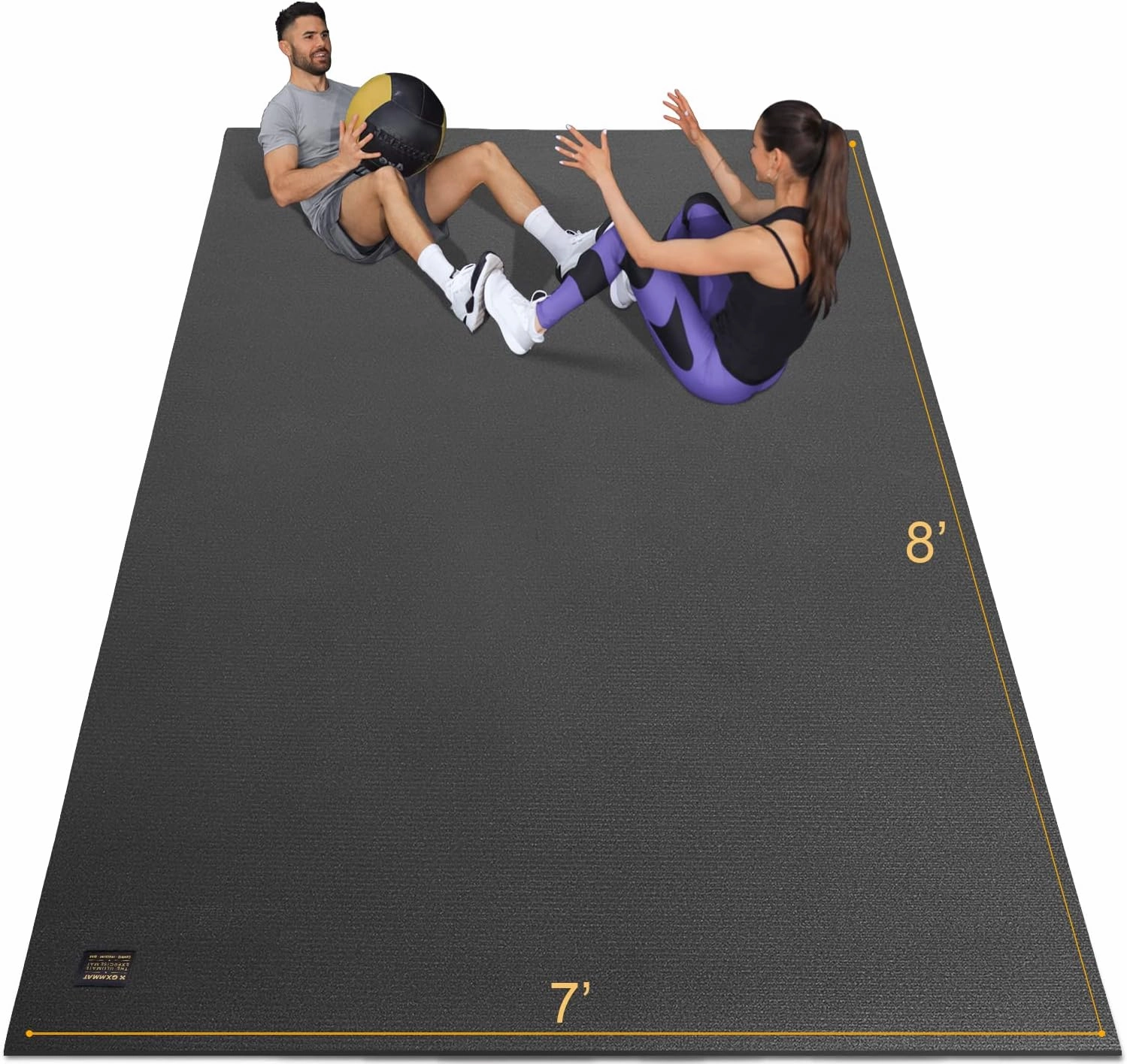 Gxmmat Extra Wide Large Exercise Mat 12'x7'/10'x7/8'x7(7mm), Thick Workout Mats for Home Gym Flooring, High-Density Durable Cardio Mat, Shoe Friendly, Perfect for Plyo, MMA, Jump Rope, Weight, Fitness