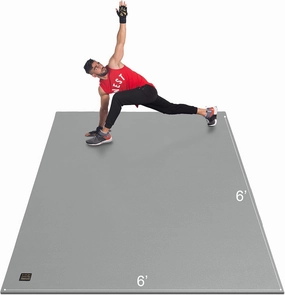 GXMMAT Large Exercise Mat 6'x4'/6'x5'/6'x6'(7mm), Thick Workout Mats for Home Gym Flooring, Extra Wide Non-Slip Durable Cardio Mat, Shoe Friendly, Perfect for Plyo, MMA, Jump Rope, Weights, Fitness