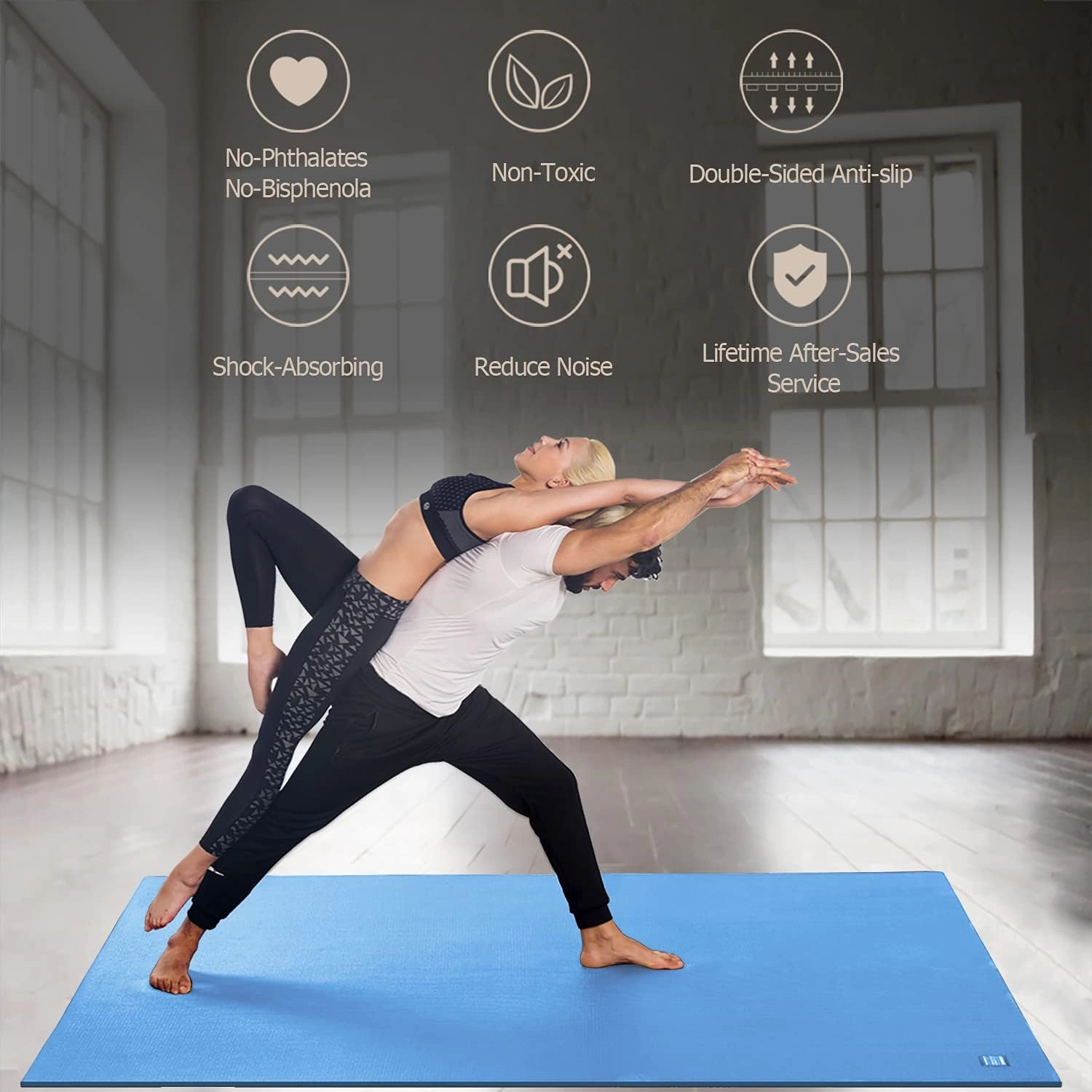 GXMMAT Large Yoga Mat 6'x4'/6'x6'/7'x5'(7mm/9mm), Extra Thick Workout Mats for Home Gym Flooring,Ultra Comfortable Non-Slip Quick Resilient Barefoot Wide Exercise Mat for Pilates,Stretching,Meditation