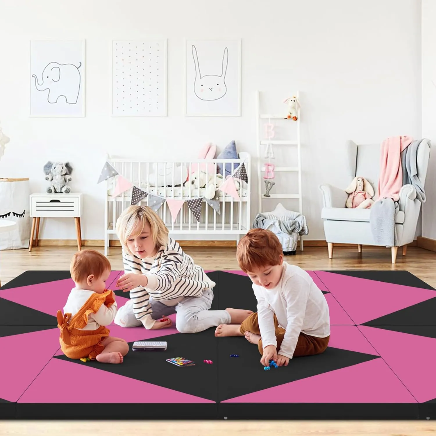 GYMAX Gymnastics Mat, 4 FT x 10 FT x 2 Inches Folding Exercise Mat w/Carrying Handles, Hook & Loop Fasteners, Tumbling Mat Waterproof for Yoga, Stretching, Home Gym