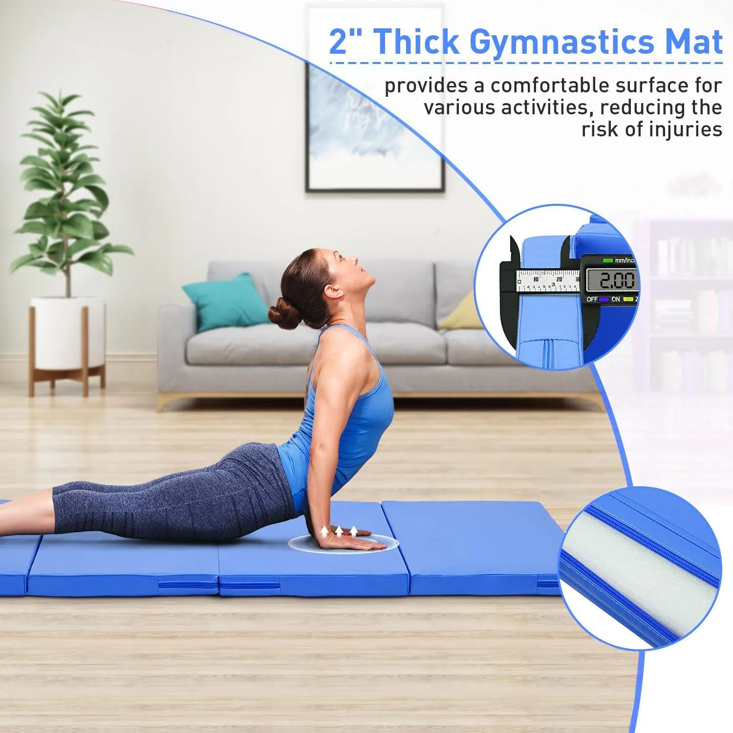 Gymnastics Mat, 3'x6'/4'x8' Thick Folding Kids' Gymnastic Tumbling Mat with Carrying Handles for Home Gym Exercise & Play