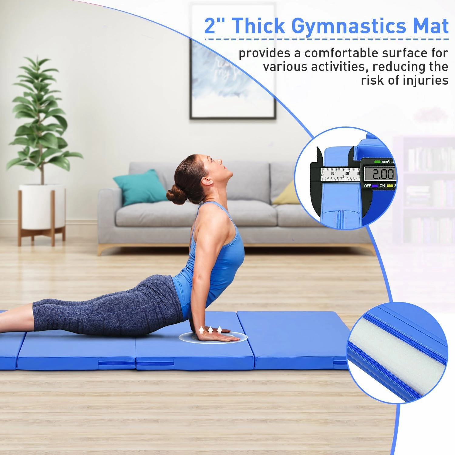 Gymnastics Mat, 3'x6'/4'x8' Thick Folding Kids' Gymnastic Tumbling Mat with Carrying Handles for Home Gym Exercise & Play