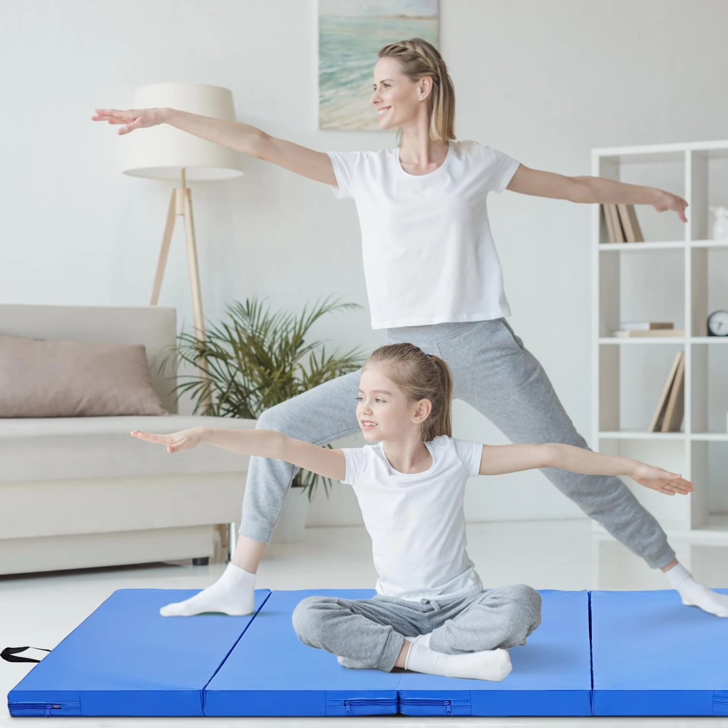 Gymnastics Mat, 3'x6'/4'x8' Thick Folding Kids' Gymnastic Tumbling Mat with Carrying Handles for Home Gym Exercise & Play