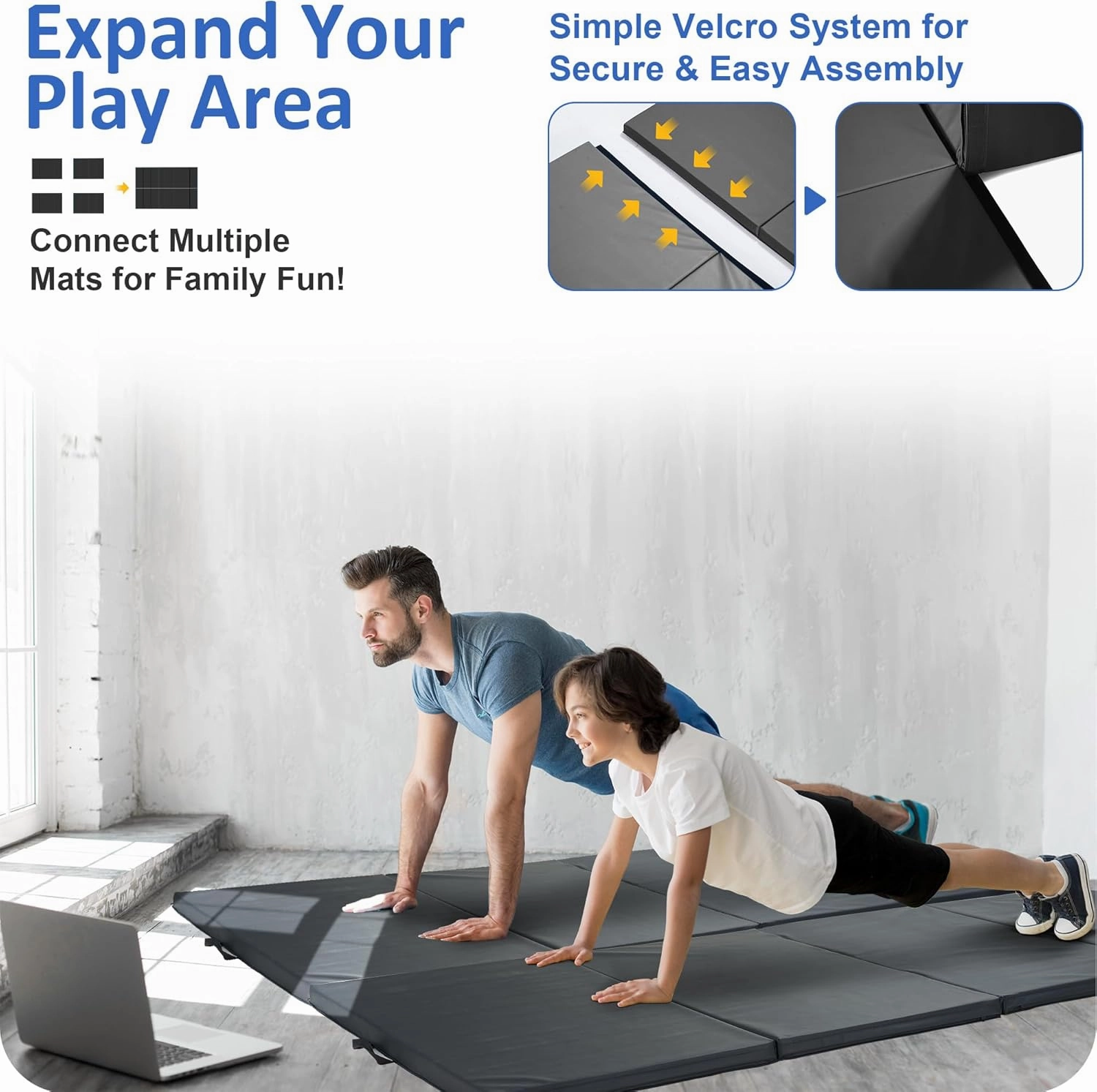 Gymnastics Mat 4'x10'x2" Thick Tumbling Mat with Carrying Handles Floding Interlocking Gym Mat for Gymnastics, Wrestling, MMA, Martial Arts, Stretching, Core Workouts