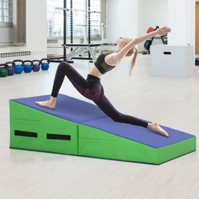 Gymnastics Wedge Mats for Tumbling,48x24 Inch Cheese Wedge Gymnastics Mat,EPE Foam for Exercise,Tumbling,Yoga,Pilates,Cheese Mat for Gymnastics for Home,Incline Gymnastics Mat with Non-Slip