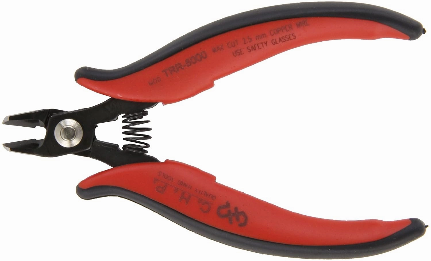 Hakko CHP TRR-5000 Pro Heavy Duty Macro Soft Wire Cutter, Chamfered Cut, 5.0mm Hardened Carbon Steel Construction, 21-Degree Angled Jaw, 10 Gauge Soft Wire Cutting Capacity, 24 Gauge Steel Wire Cutting Capacity