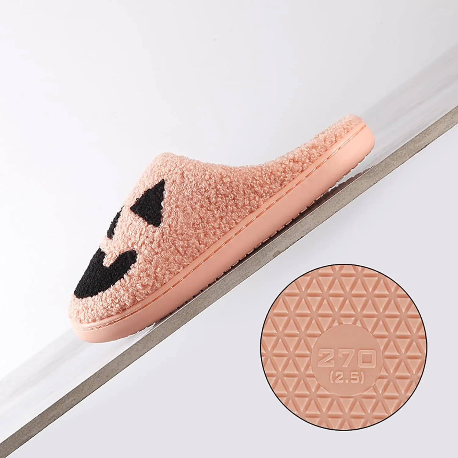 Halloween Pumpkin Slippers for Womens Mens Plush Warm Spooky Lantern Pumpkin Slippers House Shoes