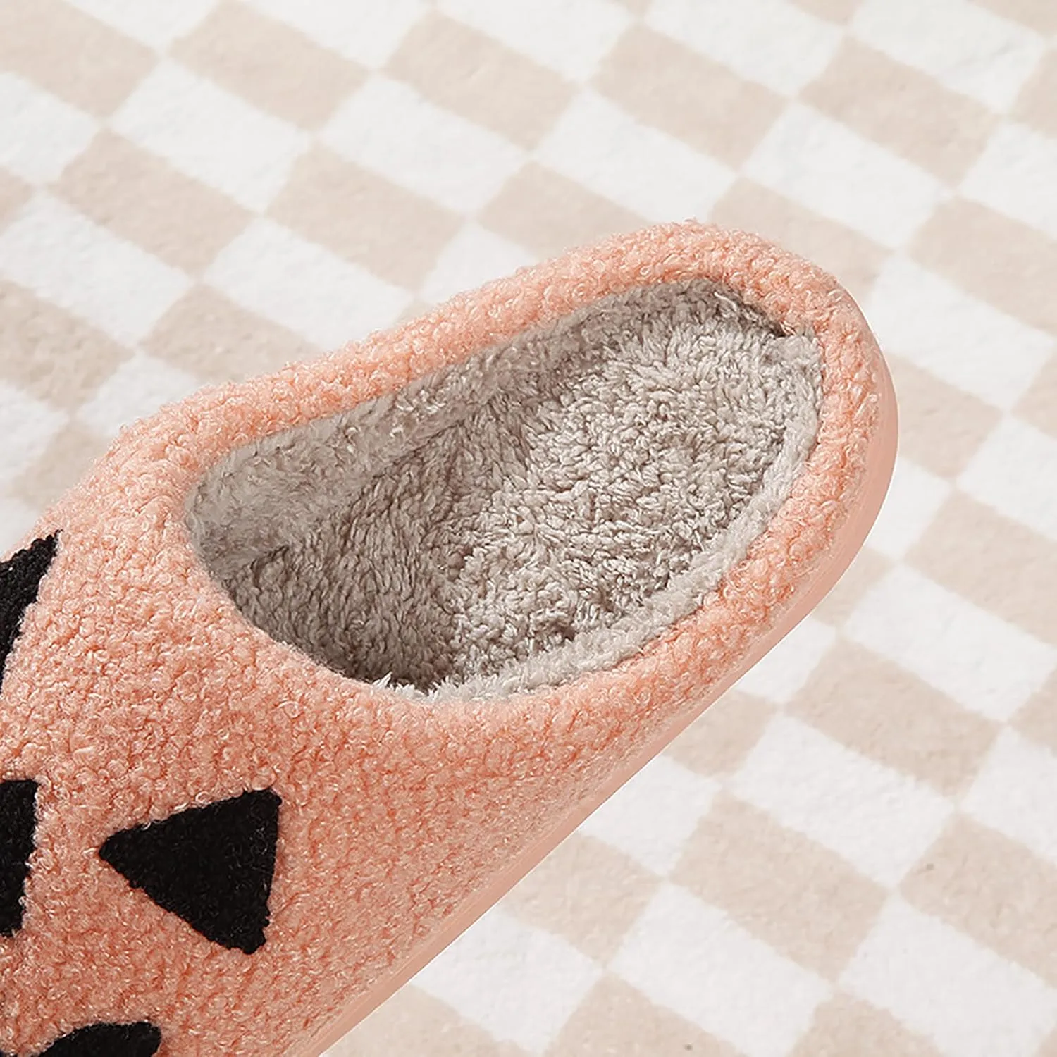 Halloween Pumpkin Slippers for Womens Mens Plush Warm Spooky Lantern Pumpkin Slippers House Shoes
