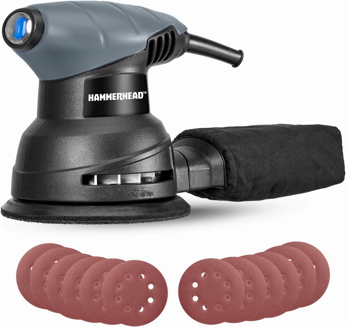 Hammerhead 2.0-Amp 5-Inch Random Orbit Sander with 12pcs Sanding Paper – HAOS020