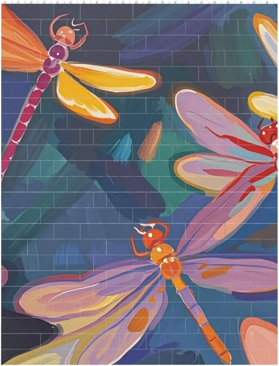 Hand Painted Dragonfly Building Block Puzzle Personalized Building Bricks for Adults Block Puzzle Building DIY Brick Block Puzzles Valentine's Day Gifts for Home Decor Brick Puzzle