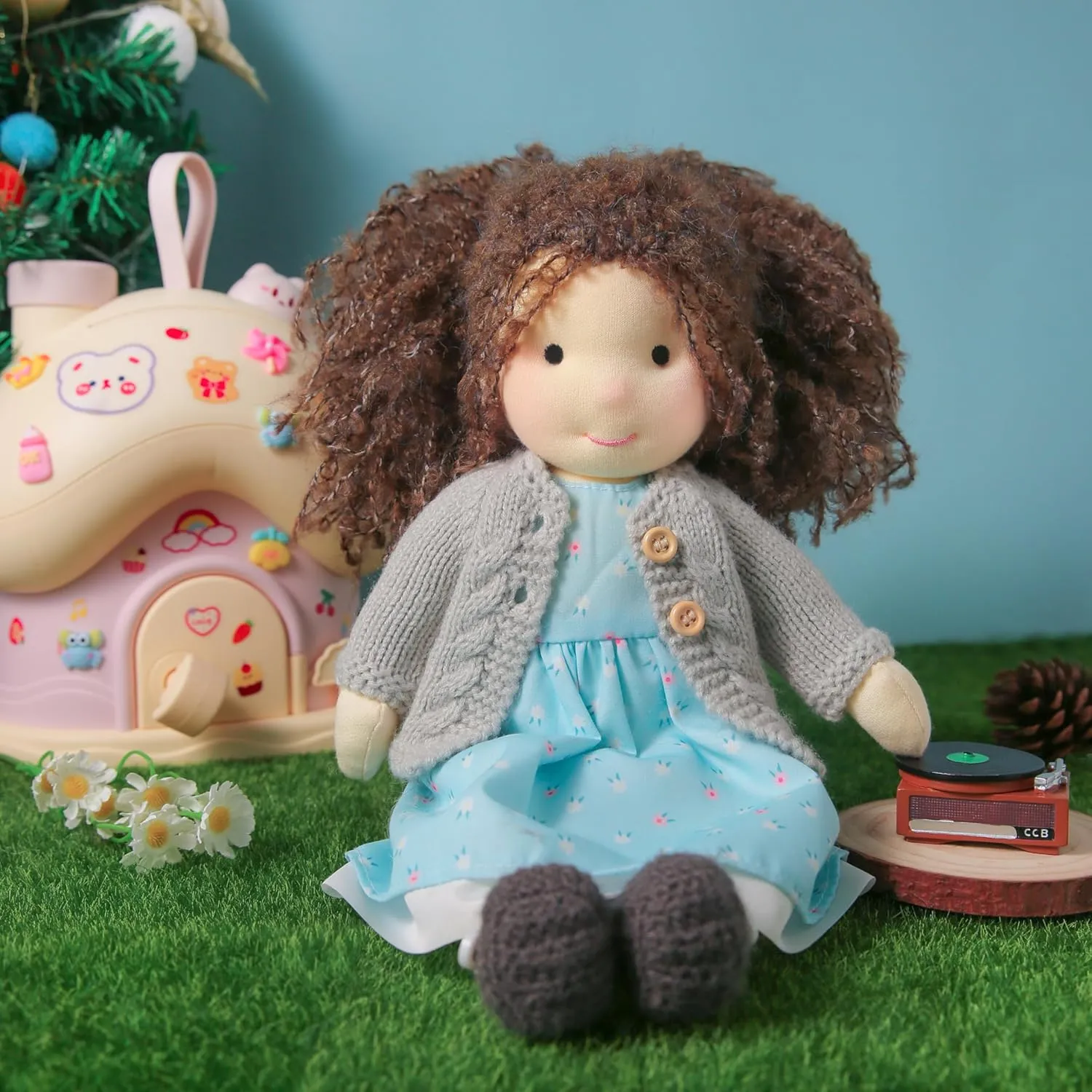 Handmade Waldorf Louise - 12" Soft Girl Rag Doll with Cute Plush, Ideal First Doll for Babies & Toddlers