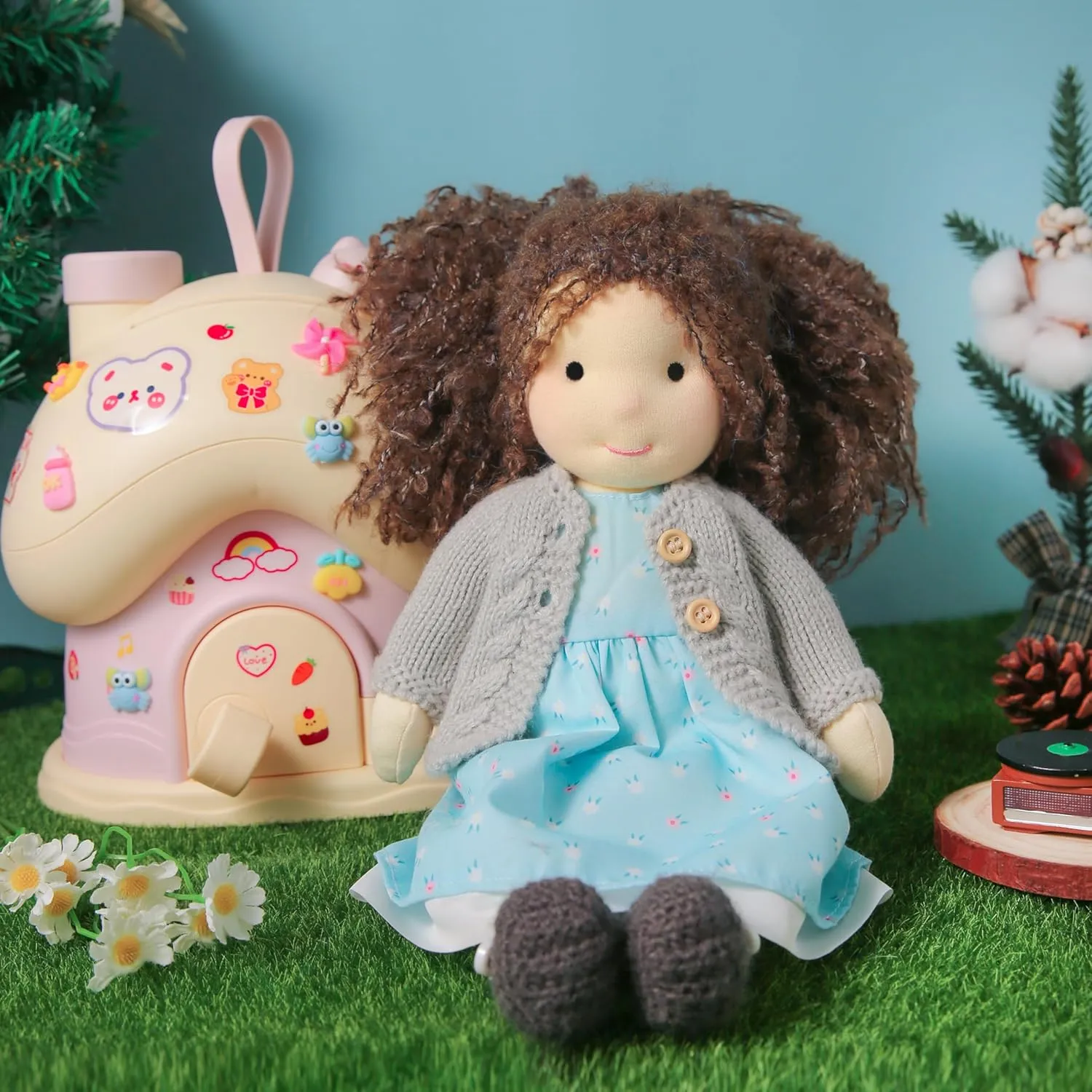 Handmade Waldorf Louise - 12" Soft Girl Rag Doll with Cute Plush, Ideal First Doll for Babies & Toddlers