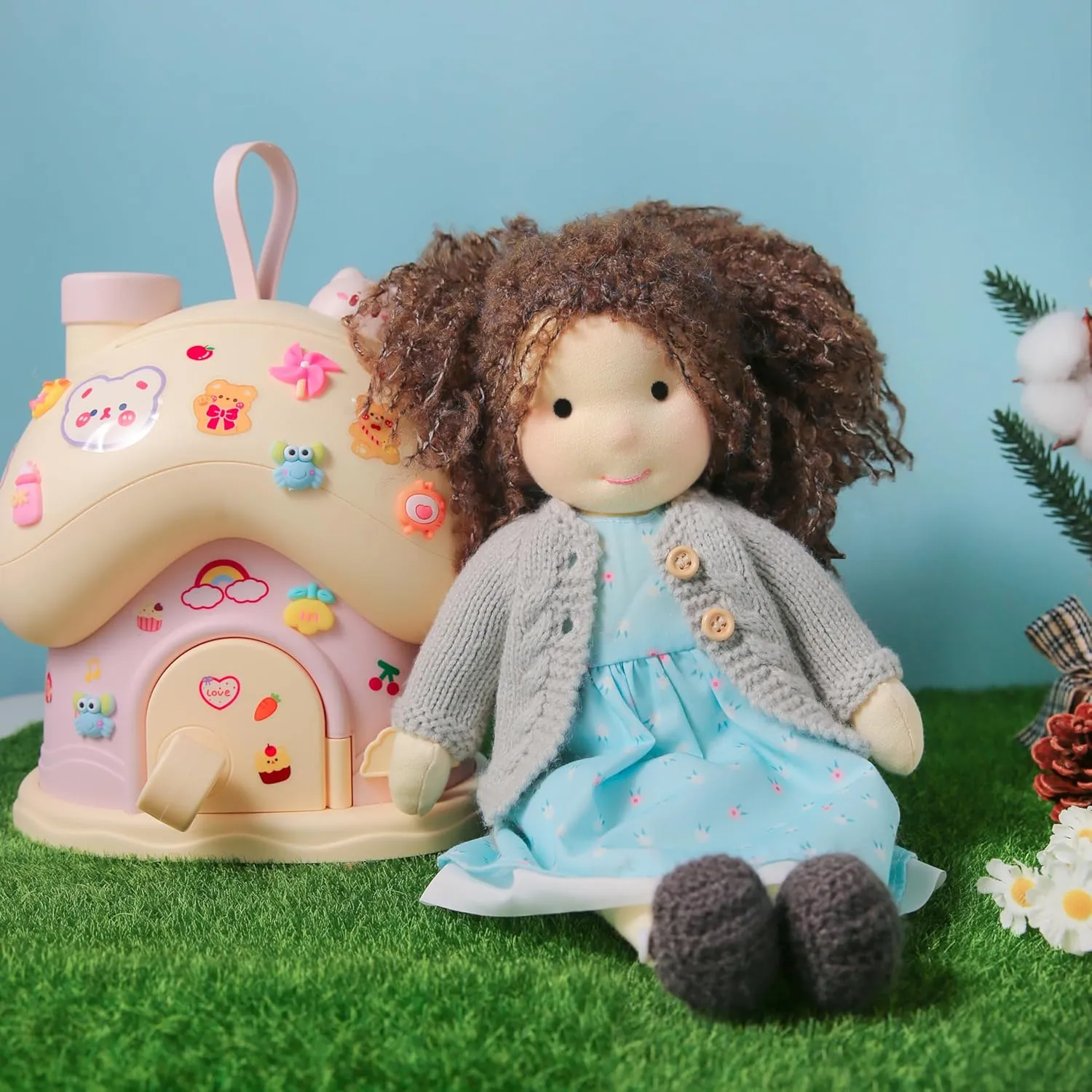 Handmade Waldorf Louise - 12" Soft Girl Rag Doll with Cute Plush, Ideal First Doll for Babies & Toddlers