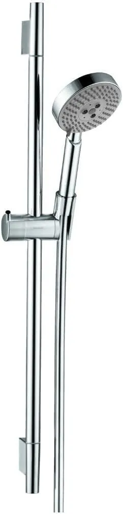 hansgrohe 4266000 Unica S 24-Inch Wall Bar Set with Multi-Function Hand Shower and 63-Inch Techniflex Hose, 28 1/4 Inch Length, Chrome
