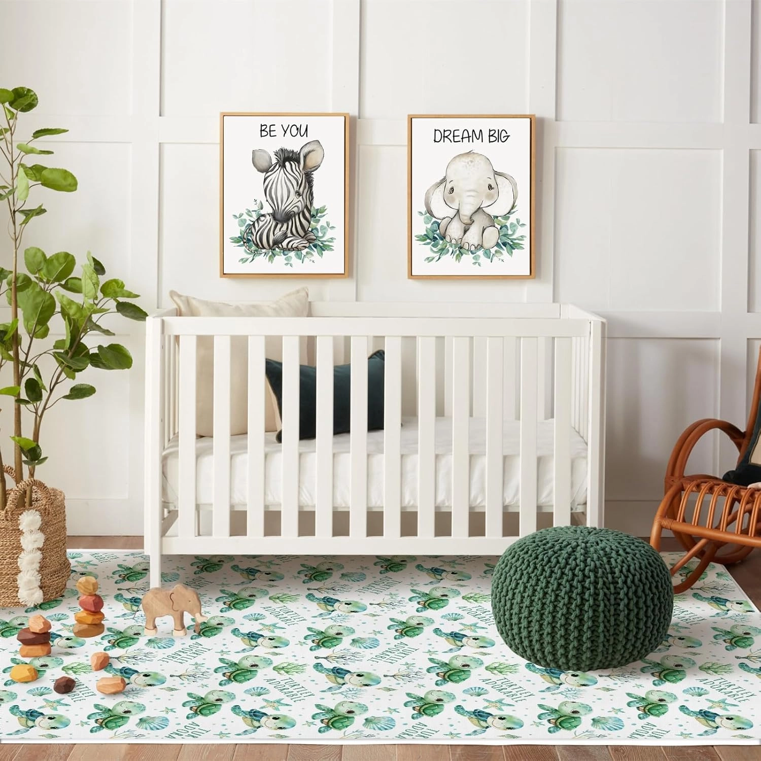HawSkgFub Baby Toddler Boy Girl Under The Sea Turtle Playroom Area Rug, Ocean Animal Turtley Adorable Non Slip Nursery Play Mat Carpet, Kids Bedroom Living Room Classroom Decor
