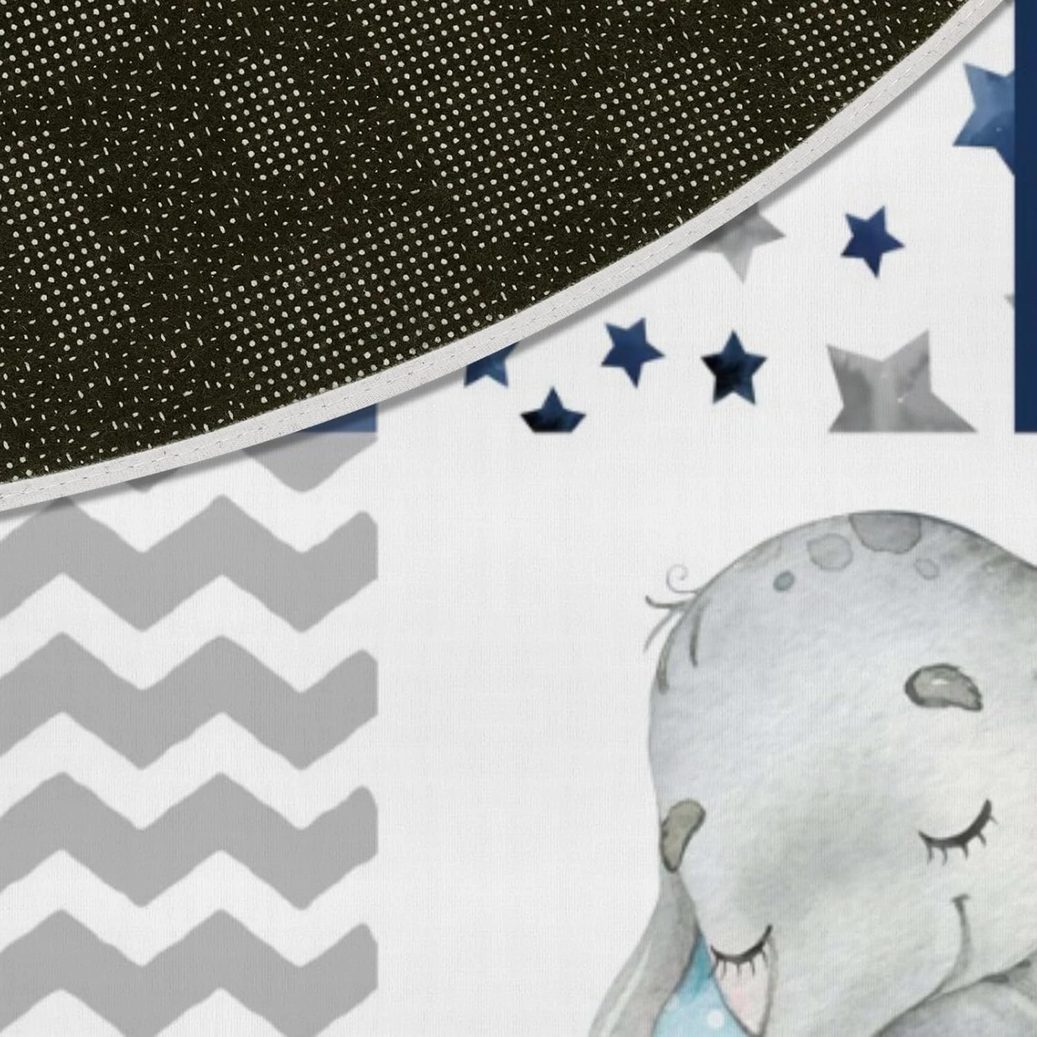 HawSkgFub Baby Toddler Boy Sleeping Elephant Dream Big Leaf Playroom Area Rug, Navy Blue Gray You are So Loved Star Cloud Non Slip Nursery Play Mat Carpet, Kids Bedroom Living Room Classroom Decor