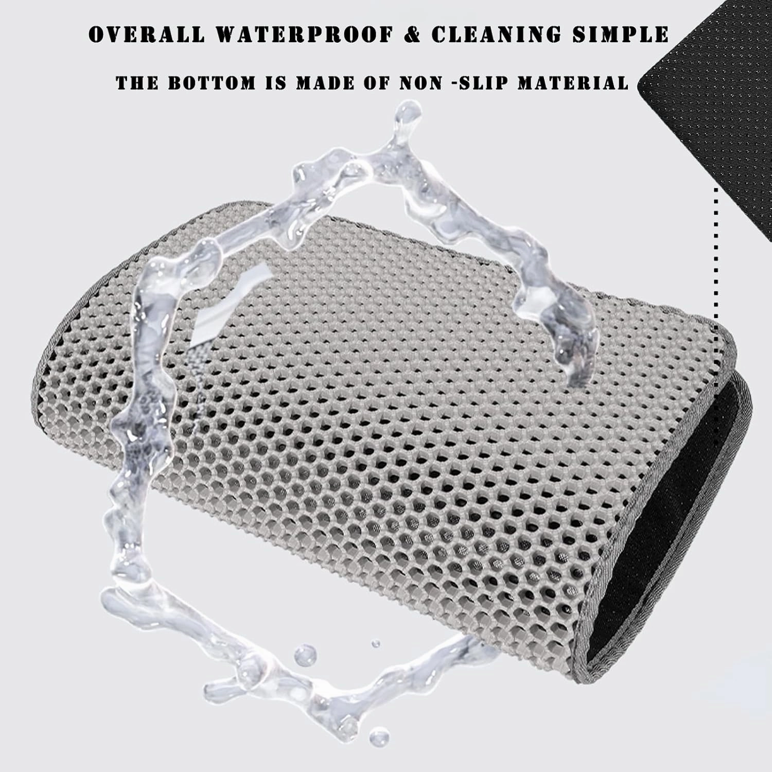 HCY&WLD Cat Litter Mat, 45x26 Inch Extra Large&Long Double Layer Cat Litter Box Mat, EVA Non-Slip, Waterproof Urine Proof Litter Trapping Mat, Easy Clean Scatter Control (45x26 Inch, Gray)
