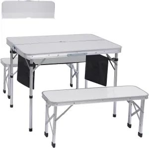 Heated Camping Cot Folding Cot for Adults with Heated Mattress Holds Weights Up to 500Lbs (Set of 1 Blue) Camp Table Folding Camping Table Picnic Table Bench Set w/ 2 Benches, Table with Umbrella Hole