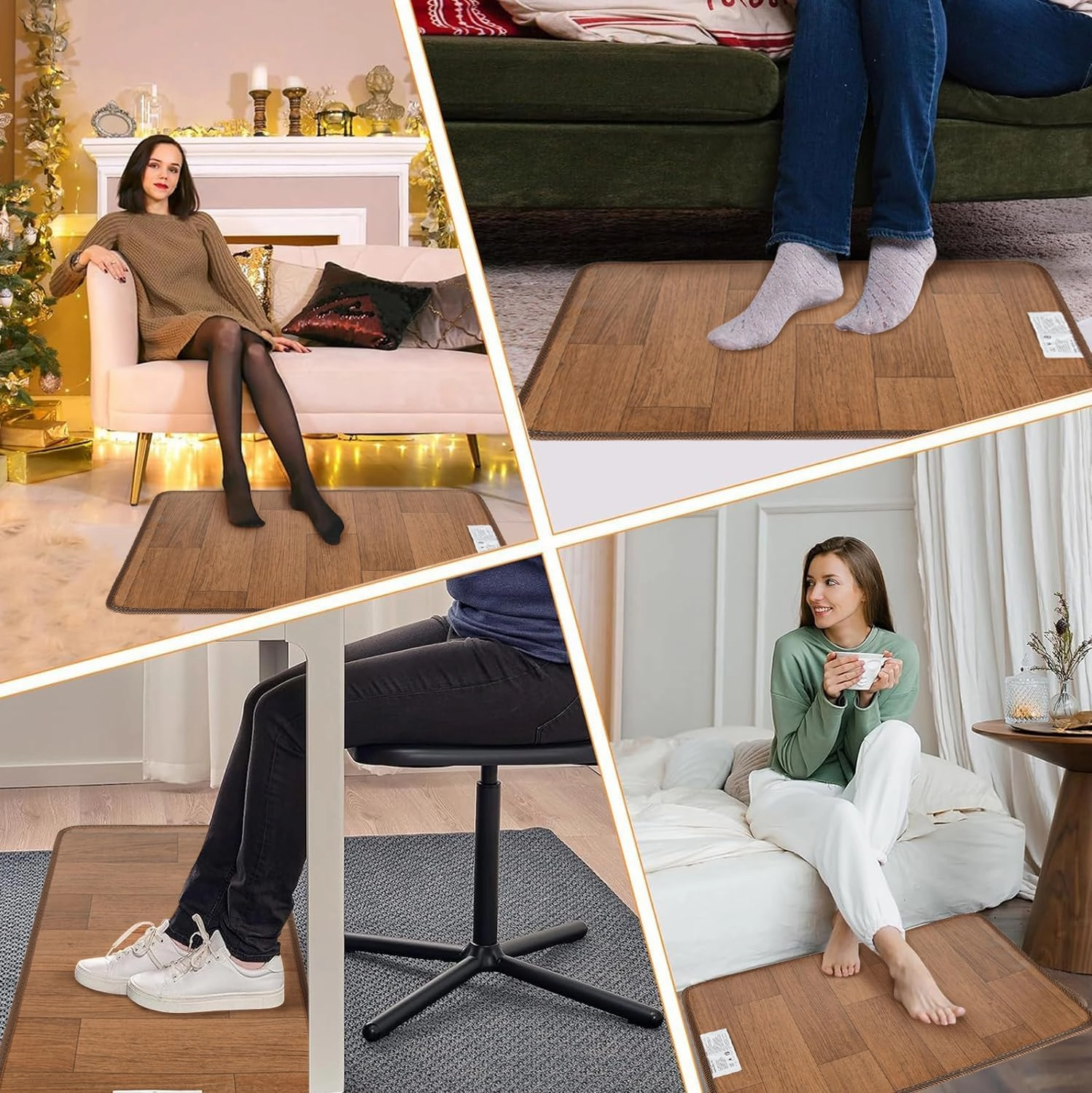 Heated Floor Mat Under Desk, Foot Warmer-Timed Temperature Control Graphene Electric Heating Film Heating Pad for Home,Office, 31.9" x 20"
