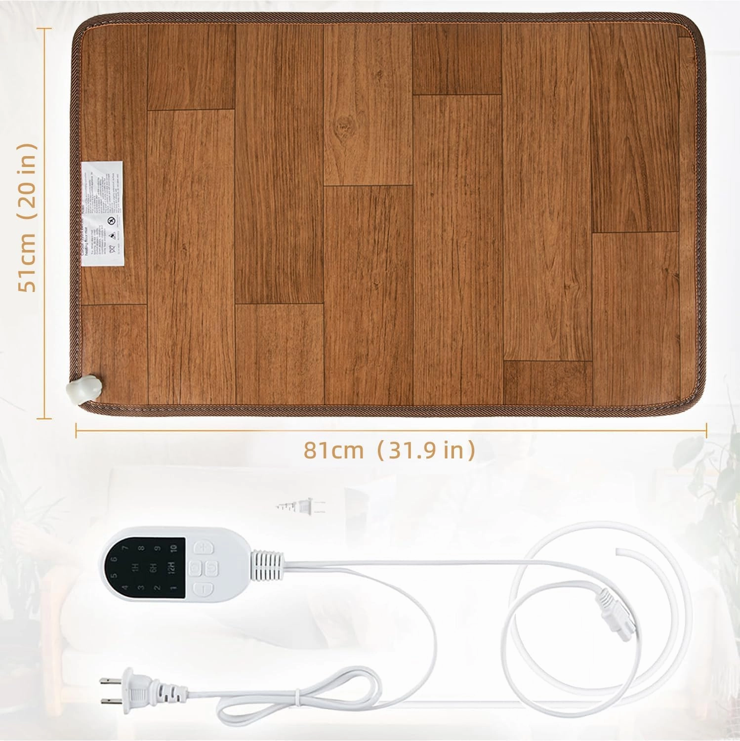 Heated Floor Mat Under Desk, Foot Warmer-Timed Temperature Control Graphene Electric Heating Film Heating Pad for Home,Office, 31.9" x 20"
