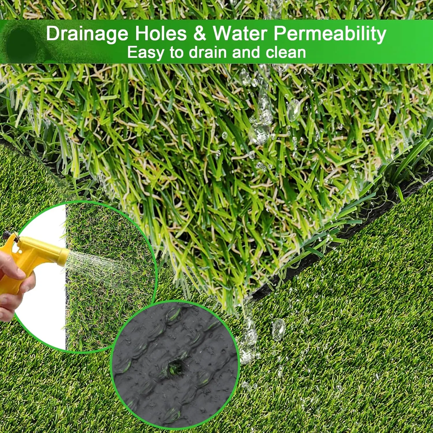 HEBE Artificial Turf Rug,2'x6', Grass Mat with Drainage Hole, Reusable Grass Turf Mat Pee Pad for Dog Potty Training Indoor Outdoor Use