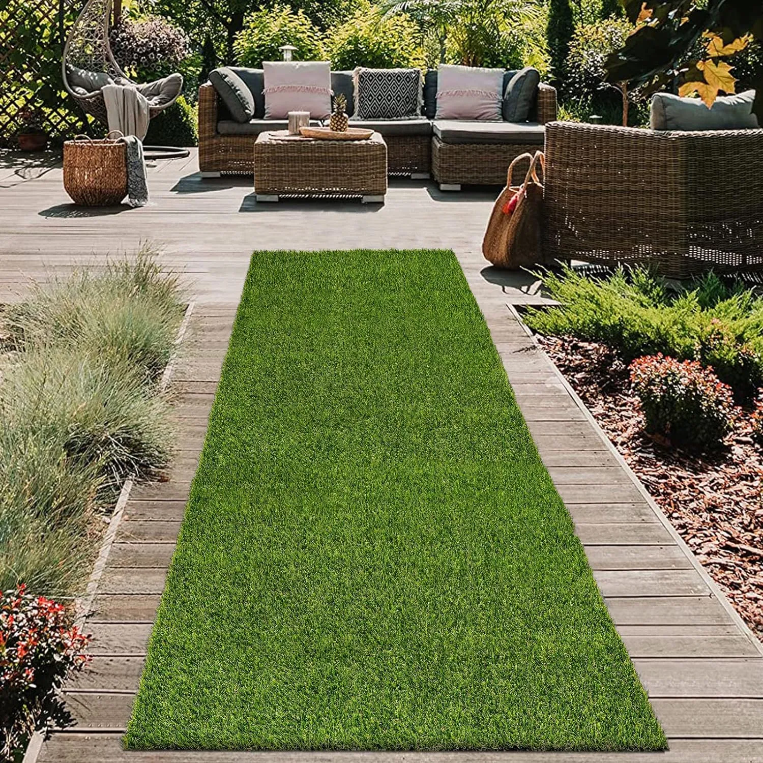 HEBE Artificial Turf Rug,2'x6', Grass Mat with Drainage Hole, Reusable Grass Turf Mat Pee Pad for Dog Potty Training Indoor Outdoor Use