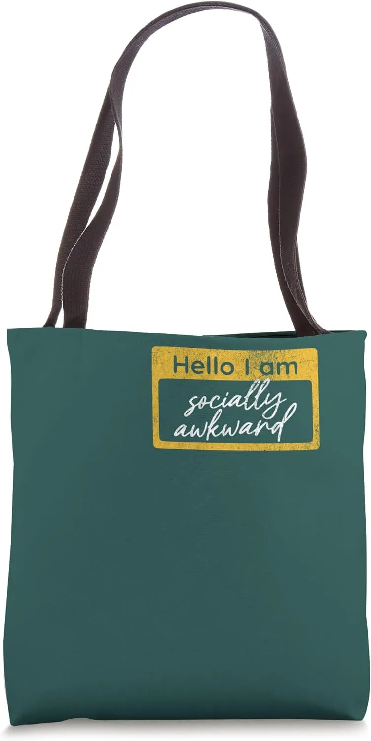 Hello I am Socially Awkward Name card funny Sarcastic Retro Tote Bag