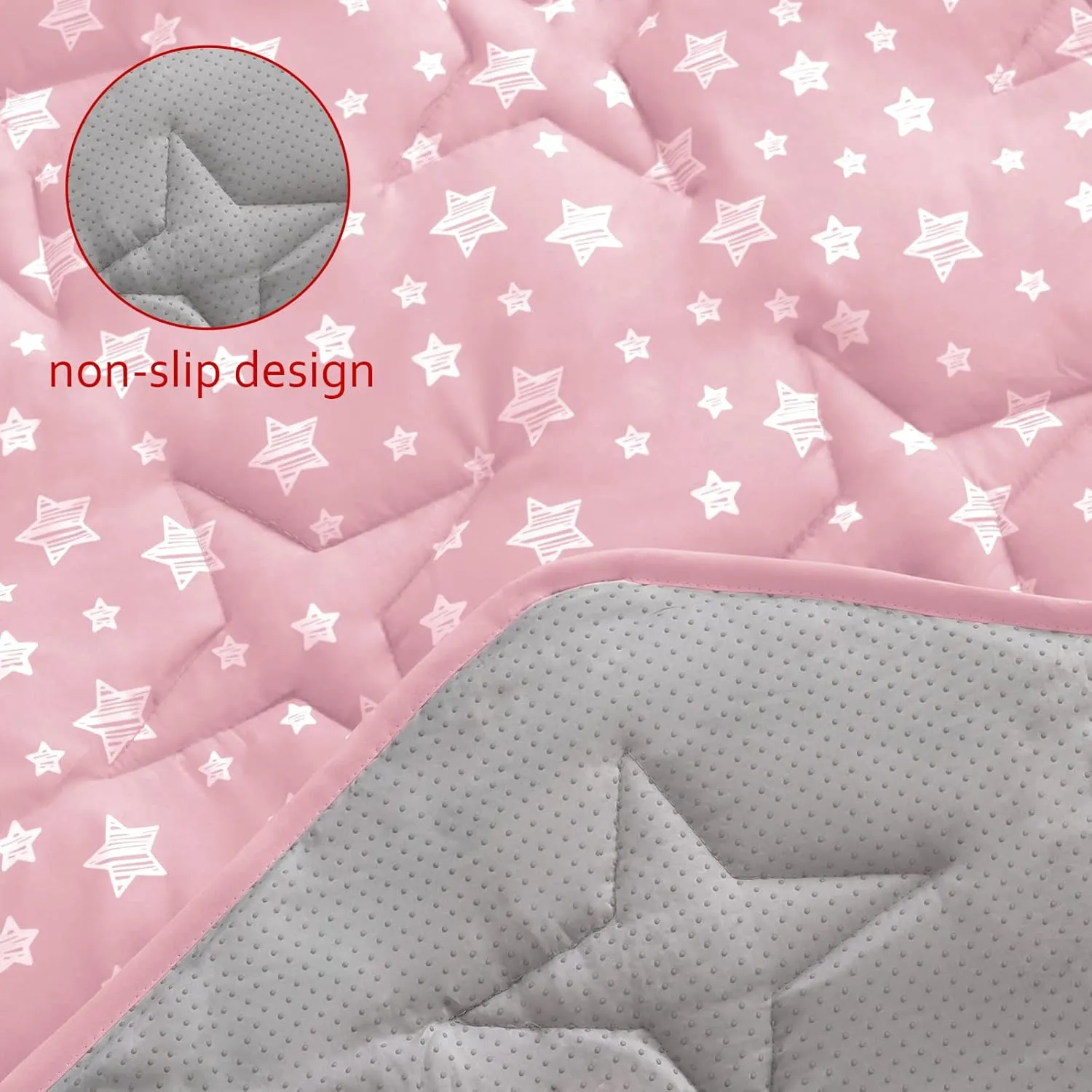 Hexagon Playpen Mat Fits POP 'N GO Baby Playpen, 59 Inch Hexagon Playpen Mattress Pad, Non Slip and Cushion Play Mat Pink with Star Print