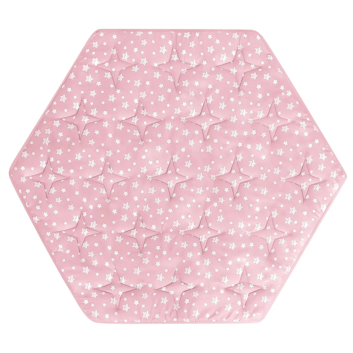 Hexagon Playpen Mat Fits POP 'N GO Baby Playpen, 59 Inch Hexagon Playpen Mattress Pad, Non Slip and Cushion Play Mat Pink with Star Print