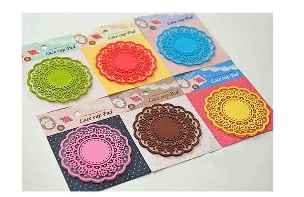High quality Translucent openwork lace coasters Nice Insulation coasters cute Cup mat 10pcs/lot