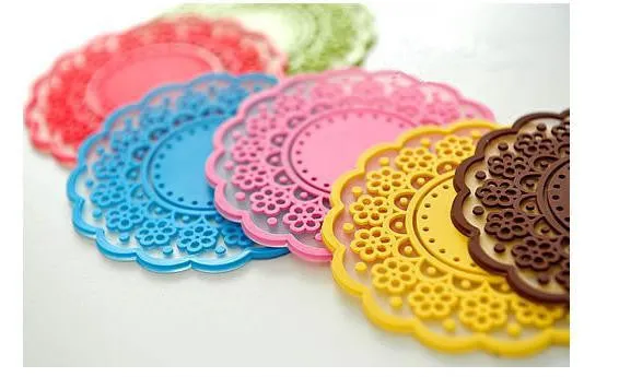 High quality Translucent openwork lace coasters Nice Insulation coasters cute Cup mat 10pcs/lot